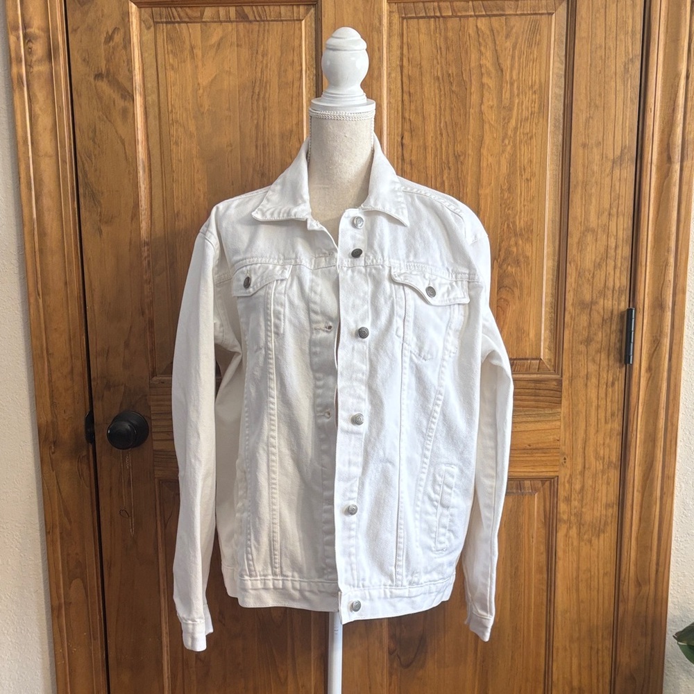 Boohoo White Denim Jacket- Large